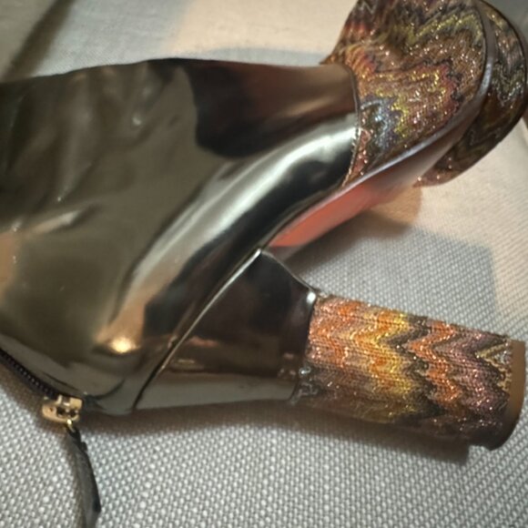 Metallic leather & pastel MISSONI print - platform boots made in Italy - size 39 - Picture 9 of 13